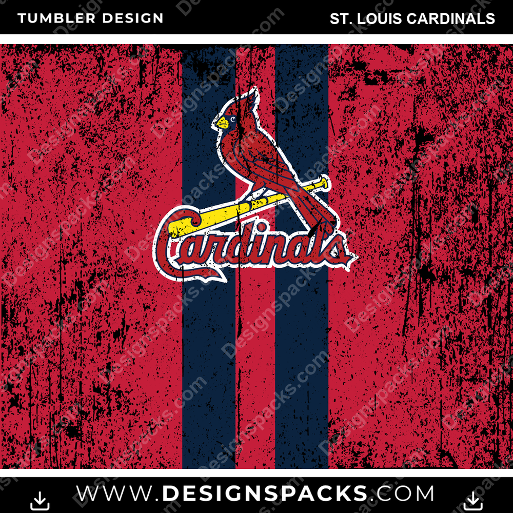Baseball Grunge Style St. Louis Cardinals Tumbler Digital Wrap Design