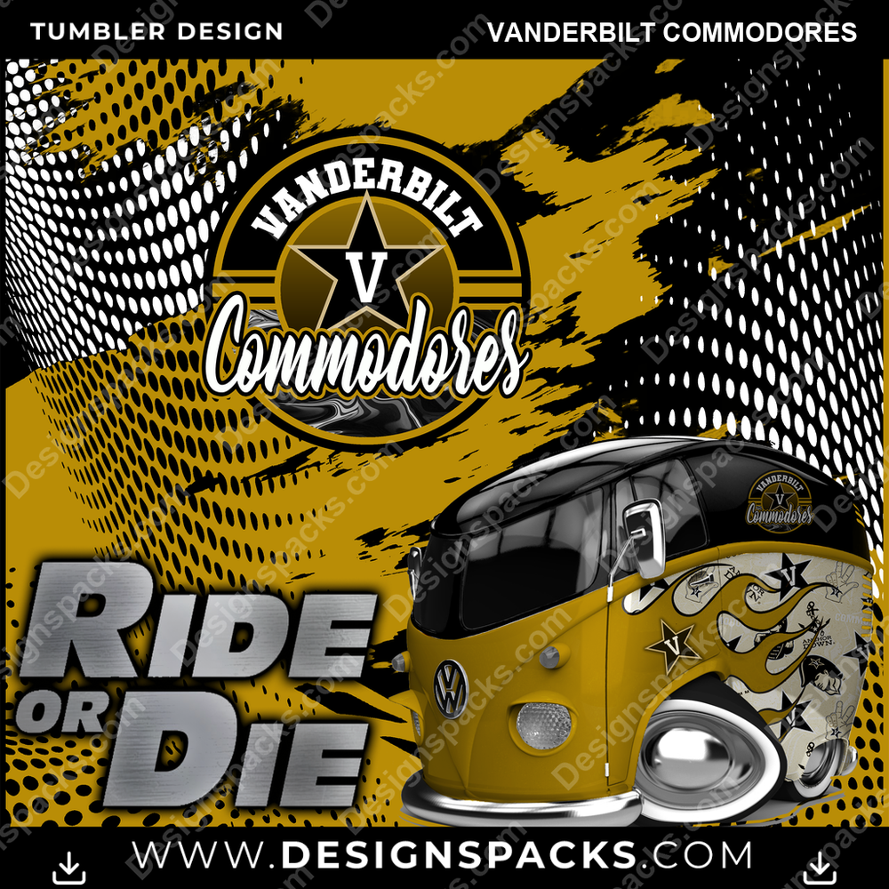 College Sport Ride or Die Vanderbilt Commodores NCAA College Sport Tumbler Digital Wrap Design Download