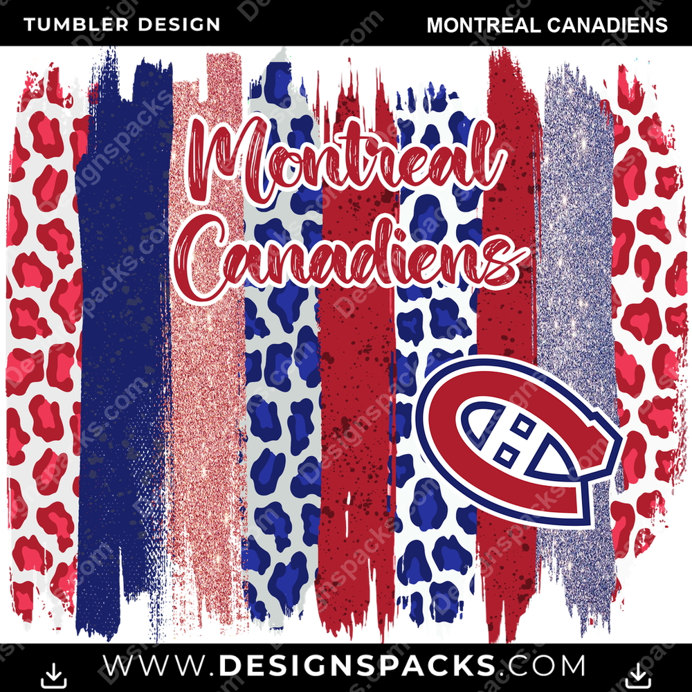 Hockey Brush Strokes Montreal Canadiens NHL Hockey Tumbler Digital Wrap Design Download