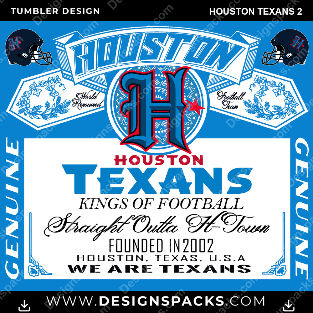 Football Bud Houston Texans 2 Tumbler Digital Wrap Design