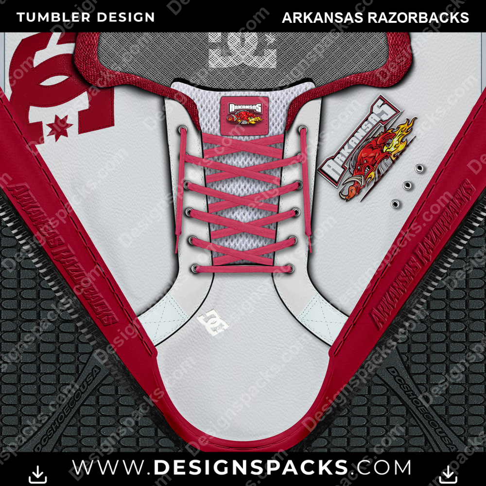 College Sport DC Sneaker Arkansas Razorbacks Tumbler Digital Wrap Design