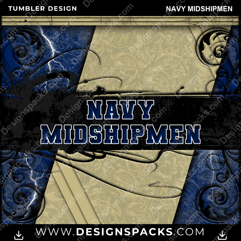 College Sport Elegant Navy Midshipmen Tumbler Digital Wrap Design