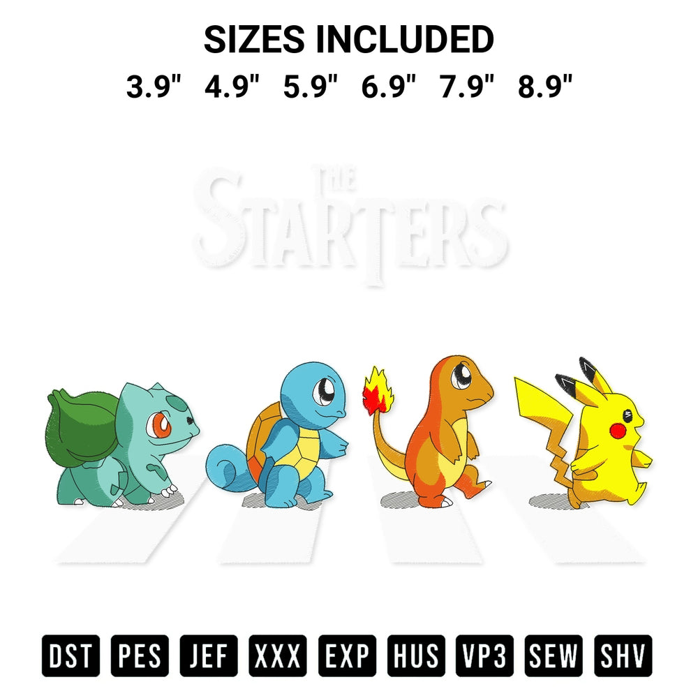 Elevate your next project with our The Starters Pokemon Embroidery Design embroidery file. Shop high-quality digital patterns instantly at Designspacks.com. Available sizes: 3.9", 4.9", 5.9", 6.9", 7.9", 8.9".