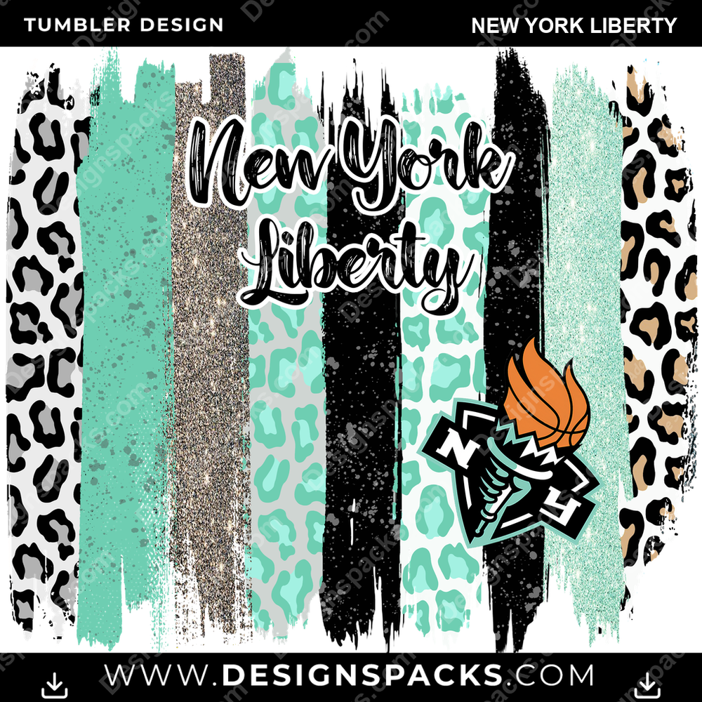 Basketball Brush Strokes New York Liberty NBA Basketball Tumbler Digital Wrap Design Download