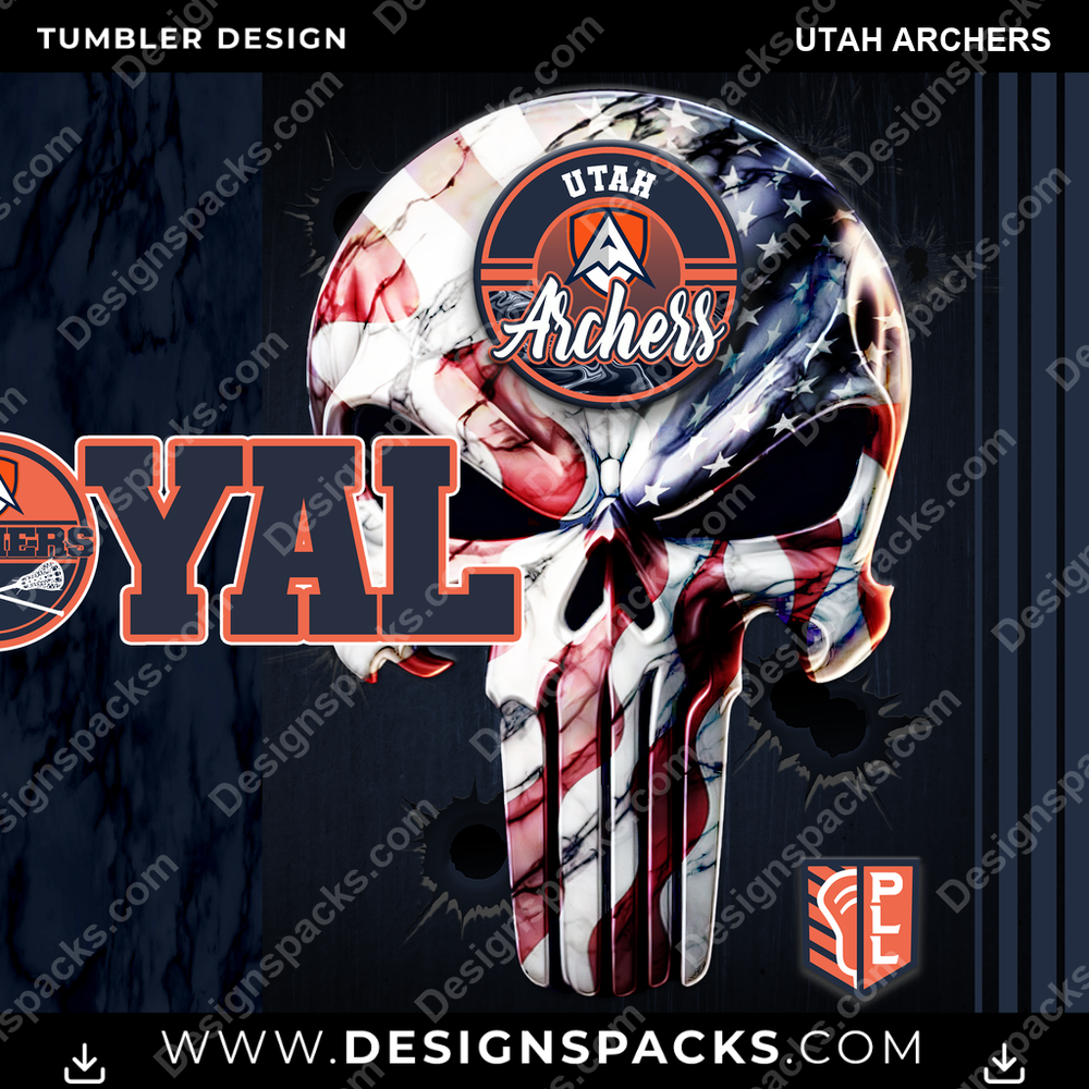 Lacrosse Loyal Utah Archers Tumbler Digital Wrap Design