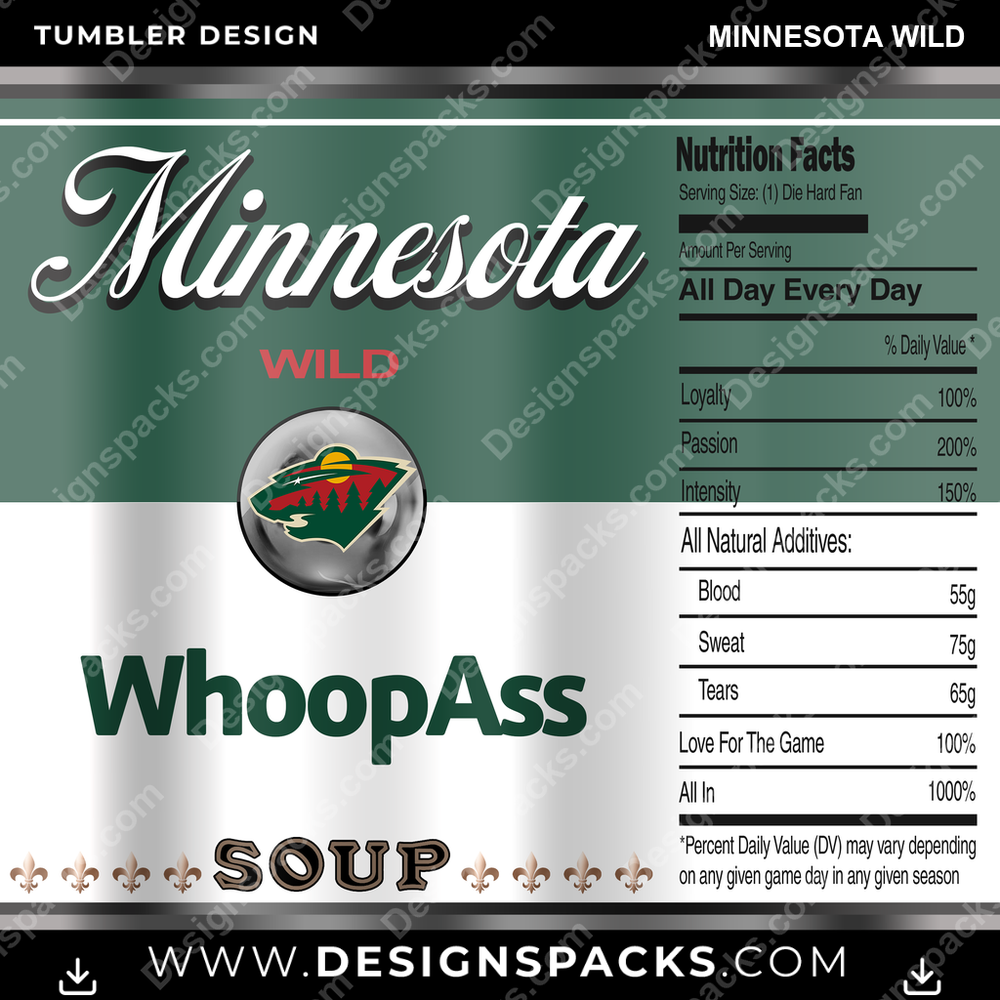 Ice Hockey Soup Can Minnesota Wild NHL Hockey Tumbler Digital Wrap Design Download