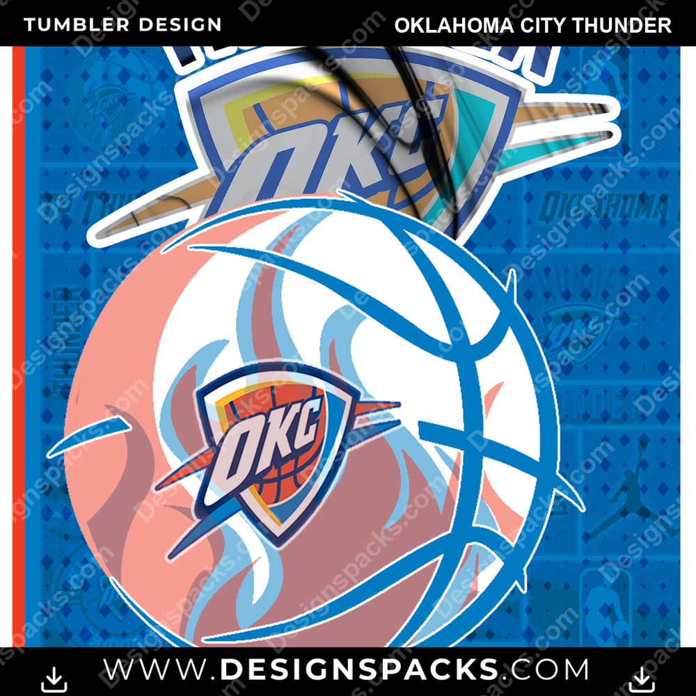 Basketball Posters Oklahoma City Thunder Tumbler Digital Wrap Design