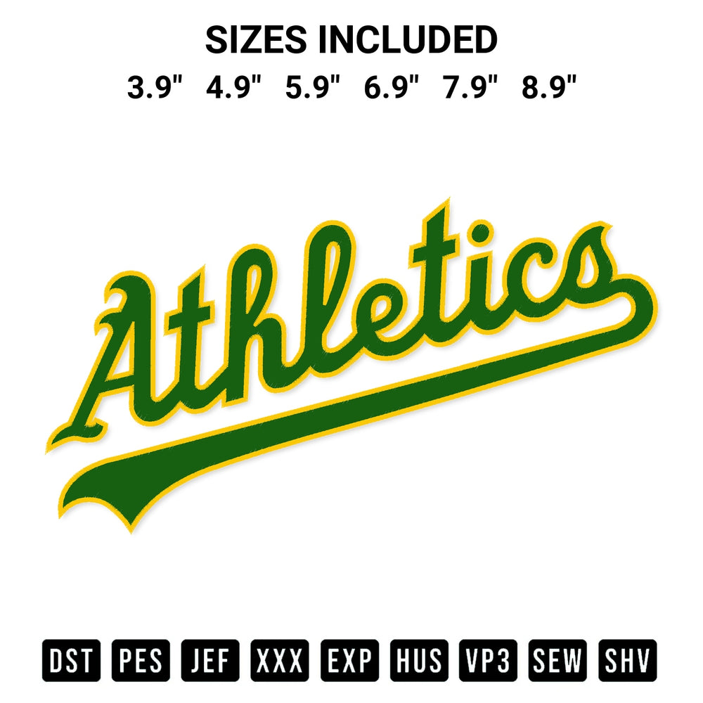 Looking for the perfect pattern? Download the Oakland Athletics Wordmark Embroidery Design embroidery design today at Designspacks.com. Crisp, clean stitching guaranteed. Available sizes: 3.9", 4.9", 5.9", 6.9", 7.9", 8.9".