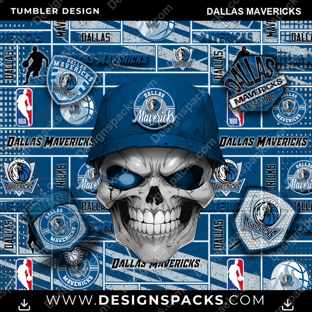 Basketball Skull Dallas Mavericks Tumbler Digital Wrap Design