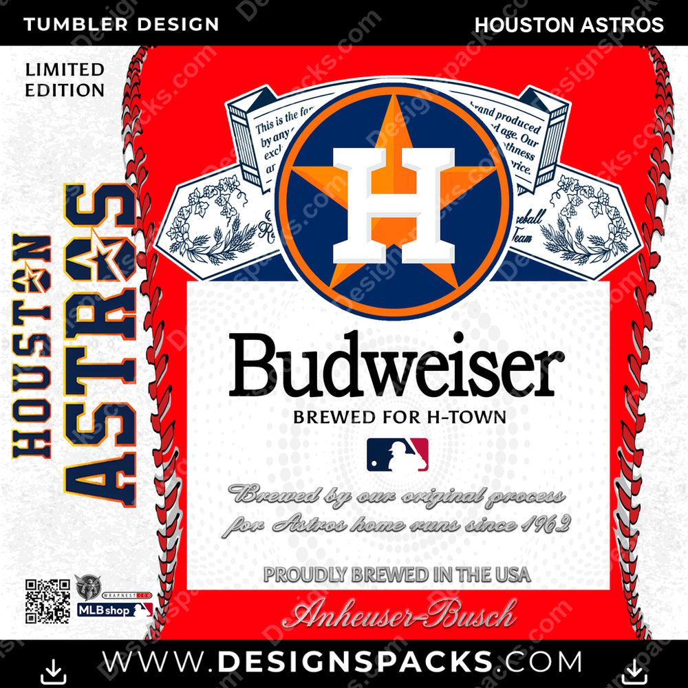 Baseball Bud Houston Astros V2 Tumbler Digital Wrap Design