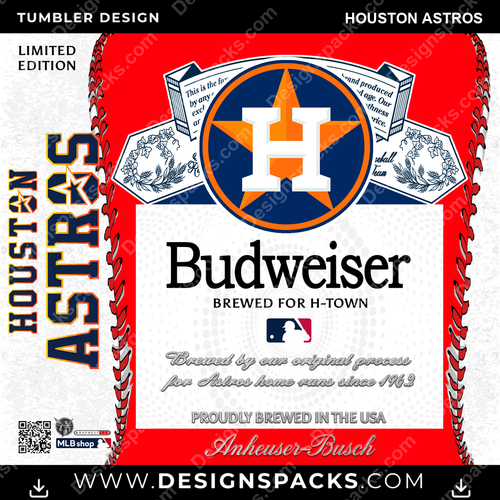 Baseball Bud Houston Astros V2 Tumbler Digital Wrap Design