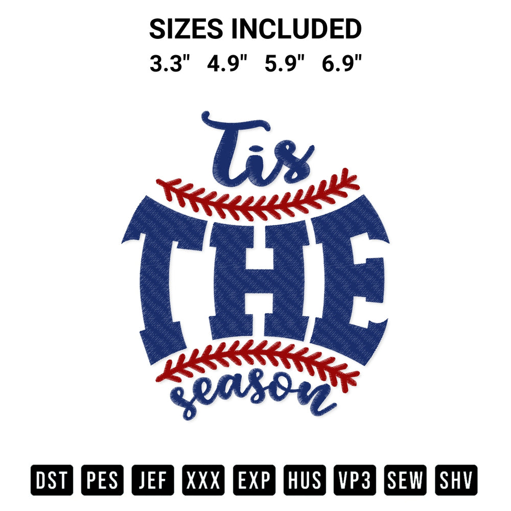 Create amazing crafts with the Tis The Season Baseball Embroidery Design embroidery file. High-quality digital download from Designspacks.com, perfect for beginners and pros. Available sizes: 3.3", 4.9", 5.9", 6.9".