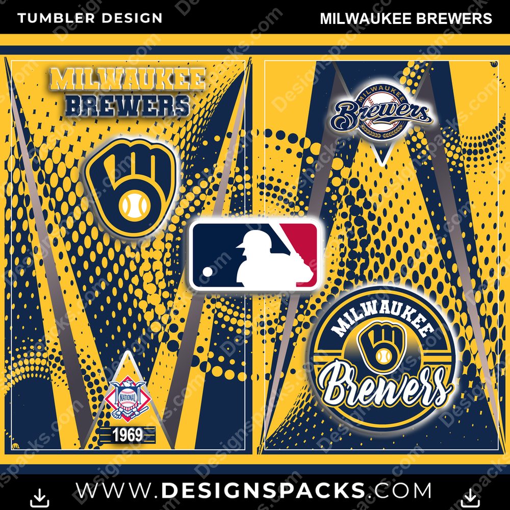Baseball Team Logo Milwaukee Brewers Tumbler Digital Wrap Design