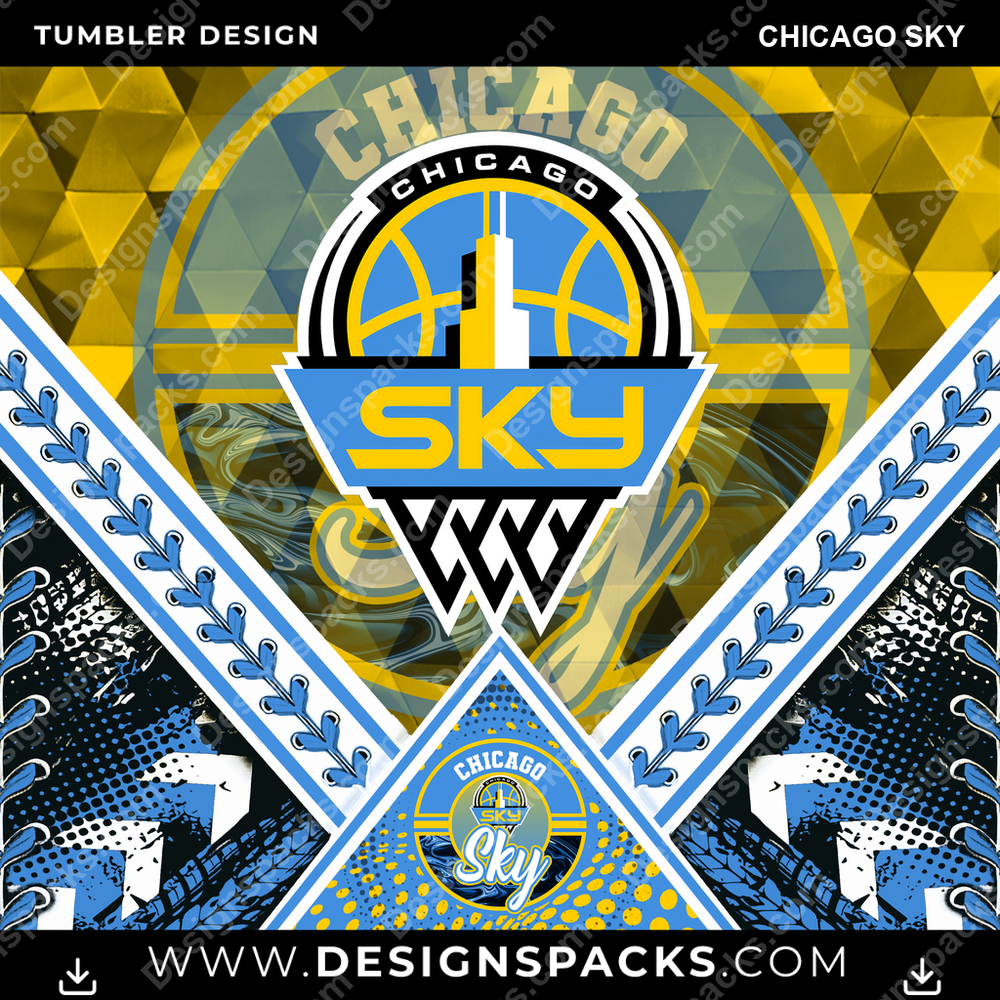 Basketball Diamond Chicago Sky Tumbler Digital Wrap Design