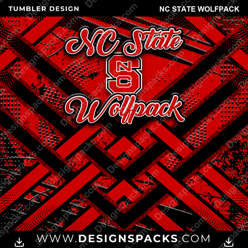 College Sport Glitter Stripe Nc State Wolfpack Tumbler Digital Wrap Design