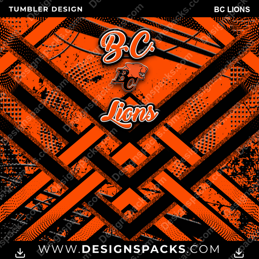 Canada Football Glitter Stripe BC Lions CFL Canada Tumbler Digital Wrap Design Download