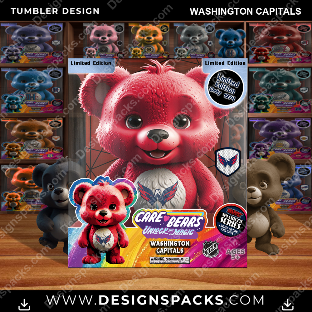 Hockey Care Bear Box Washington Capitals Tumbler Digital Wrap Design