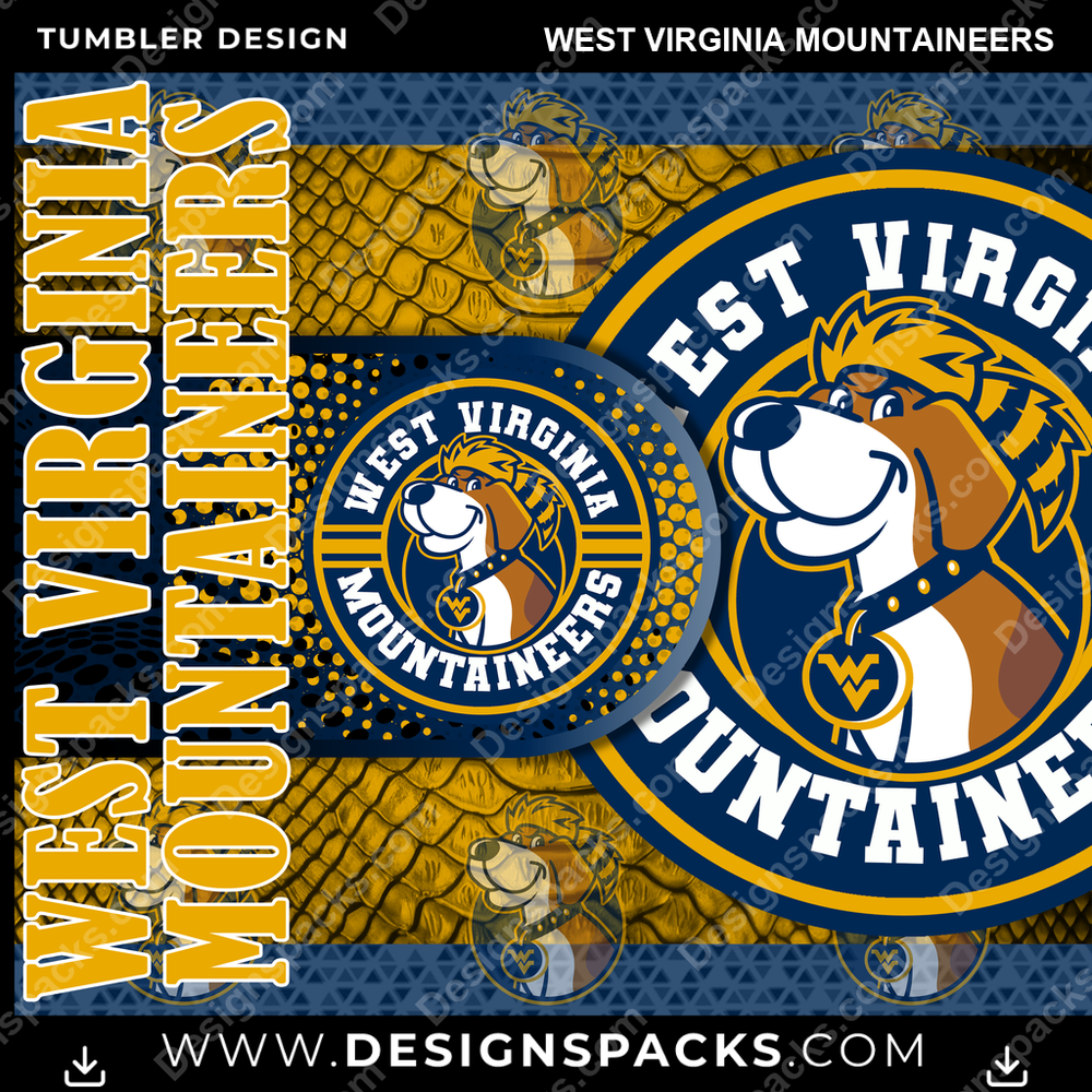 College Sport Hyper West Virginia Mountaineers NCAA College Sport Tumbler Digital Wrap Design Download