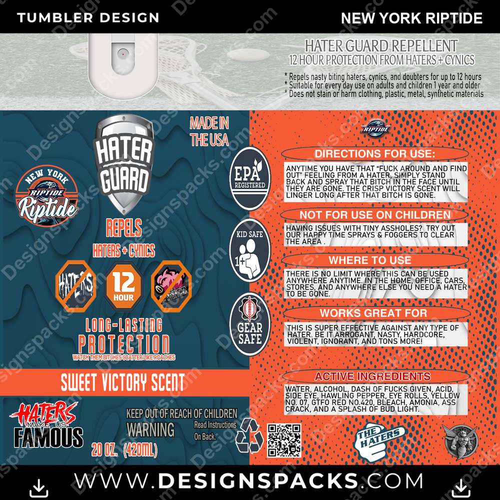 Lacrosse Hater Guard New York Riptide Tumbler Digital Wrap Design