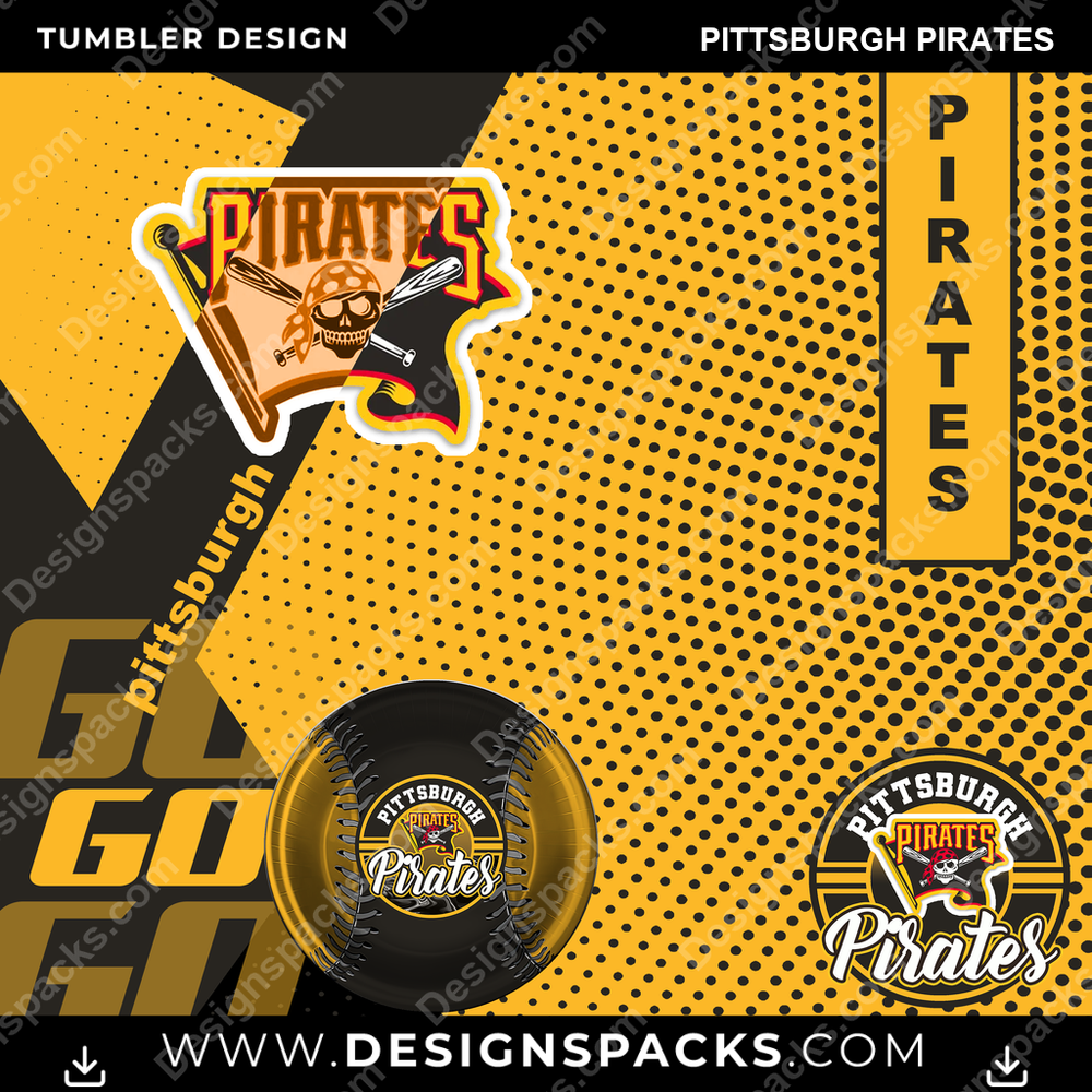 Baseball GO Pittsburgh Pirates Tumbler Digital Wrap Design