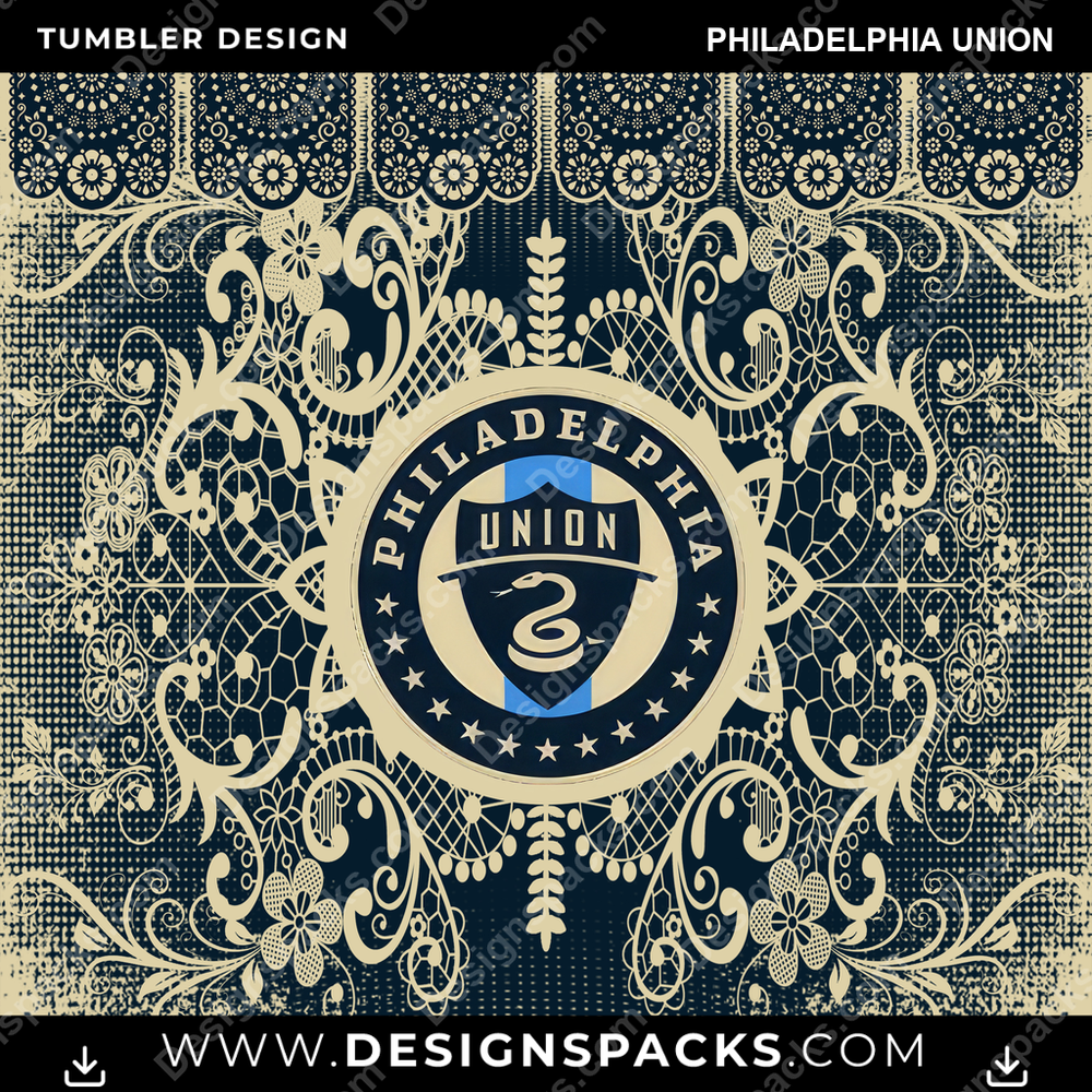 US Soccer Lace & Logo Philadelphia Union Tumbler Digital Wrap Design Download