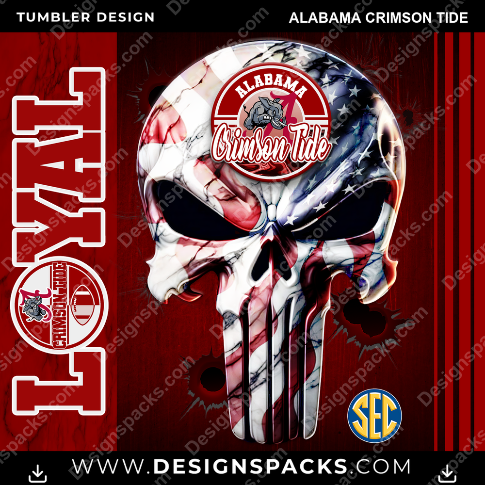 College Sport Loyal Alabama Crimson Tide NCAA College Sport Tumbler Digital Wrap Design Download