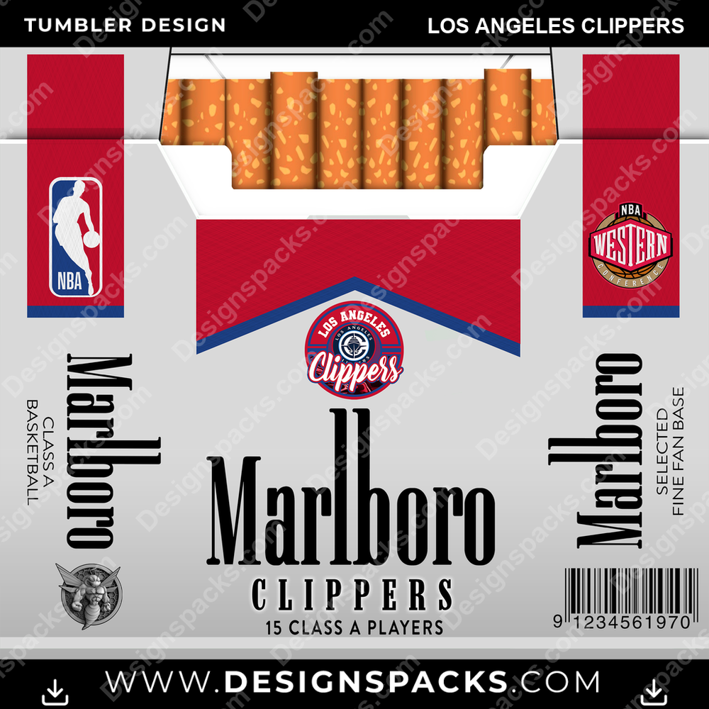 Basketball Marlboro Los Angeles Clippers NBA Basketball Tumbler Digital Wrap Design Download