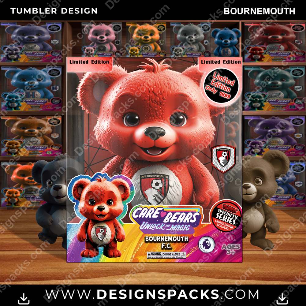 Soccer UK Care Bear Box Bournemouth Tumbler Digital Wrap Design