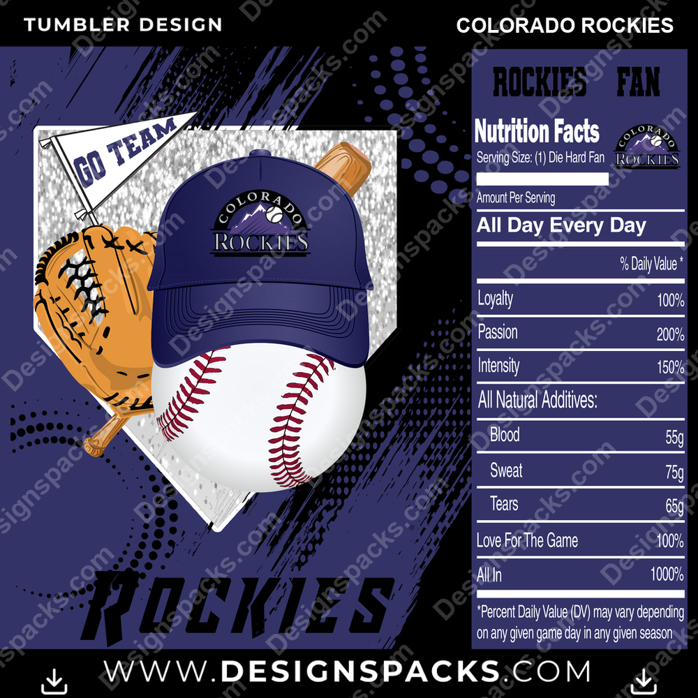 Baseball Team Fan Colorado Rockies Tumbler Digital Wrap Design