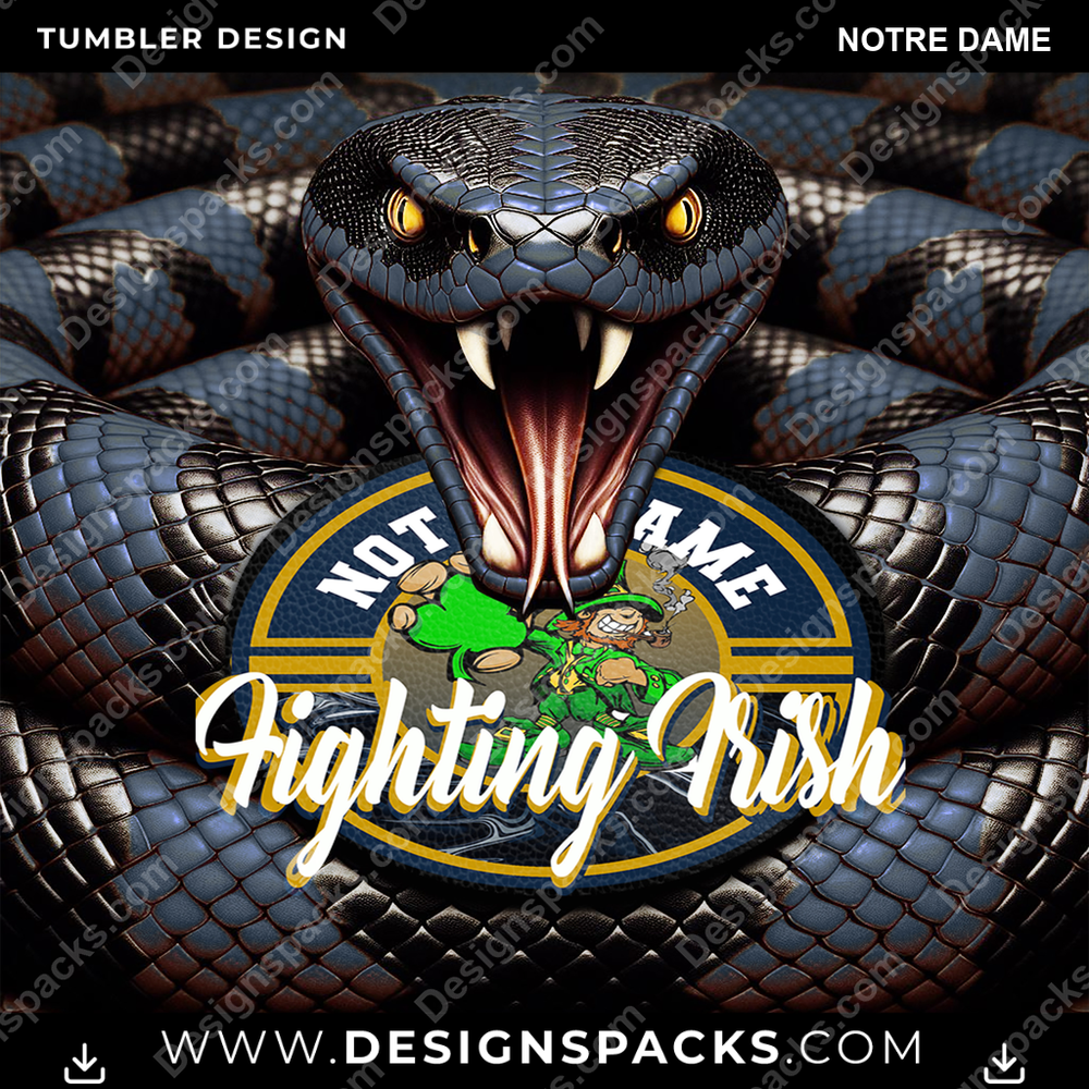 College Sport Rattle Snake Notre Dame NCAA College Sport Tumbler Digital Wrap Design Download