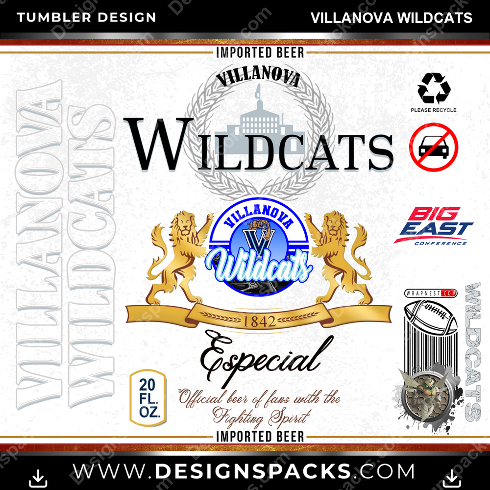 College Sport Modelo Villanova Wildcats NCAA College Sport Tumbler Digital Wrap Design Download