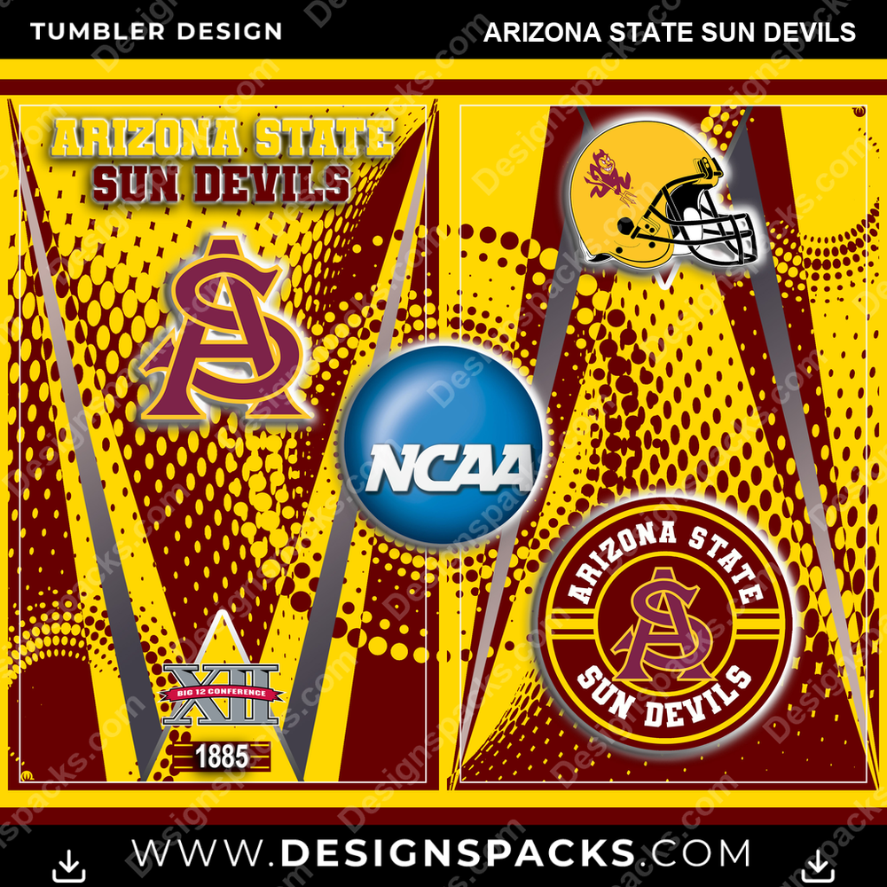 College Sport Team Logo Arizona State Sun Devils NCAA College Sport Tumbler Digital Wrap Design Download