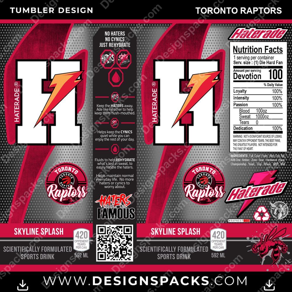 Basketball Haterade Toronto Raptors Tumbler Digital Wrap Design
