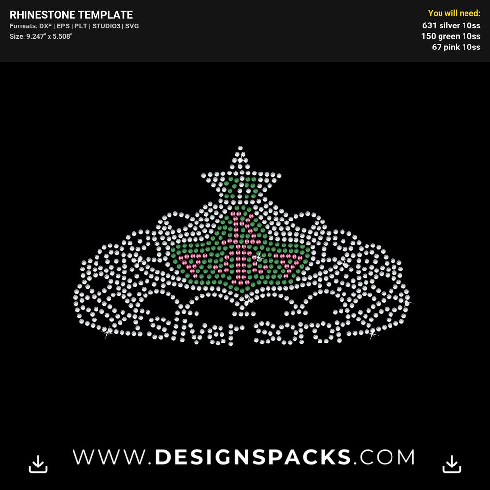 Silver Soror Aka Crown 25 Rhinestone Digital Template