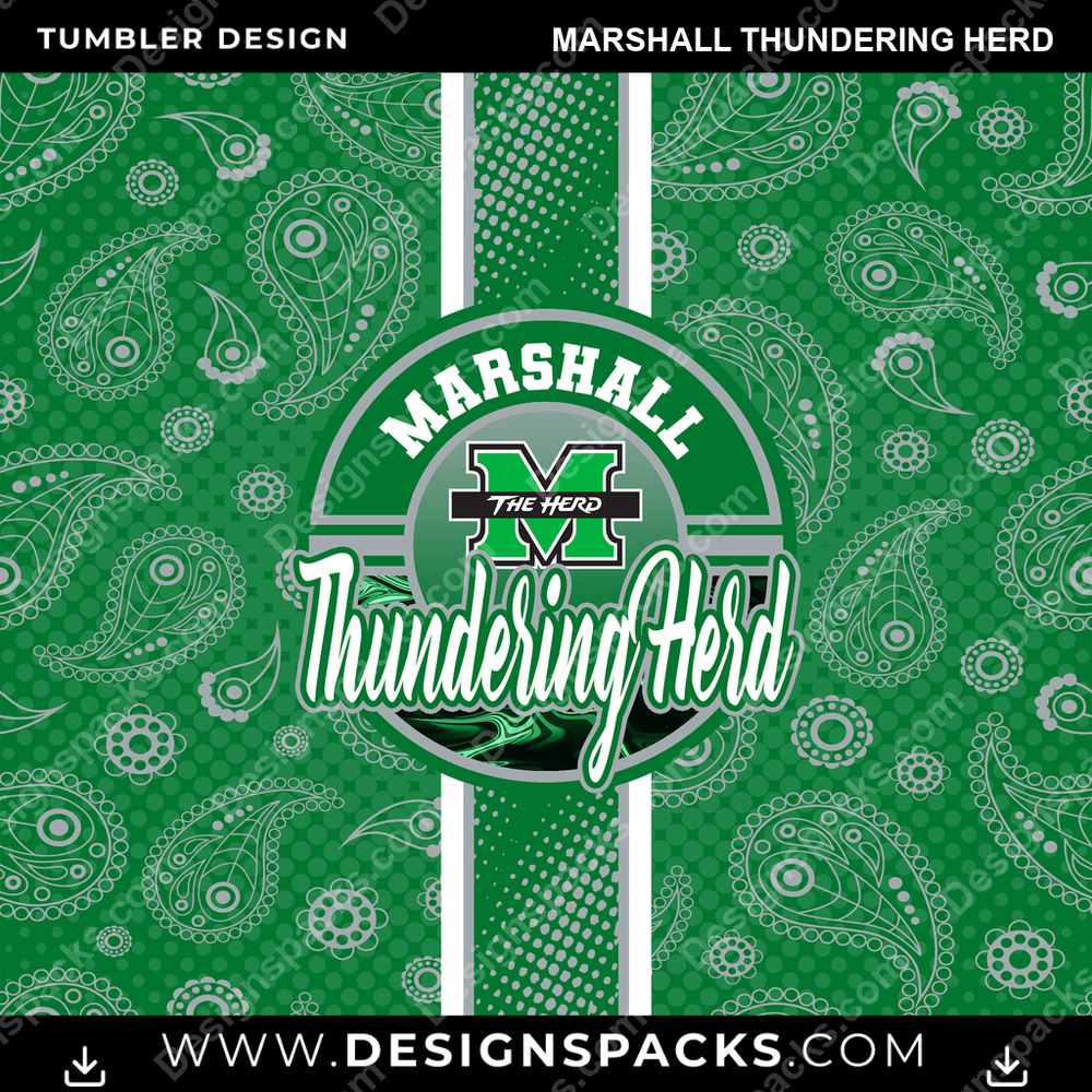 College Sport Handkerchief Marshall Thundering Herd Tumbler Digital Wrap Design