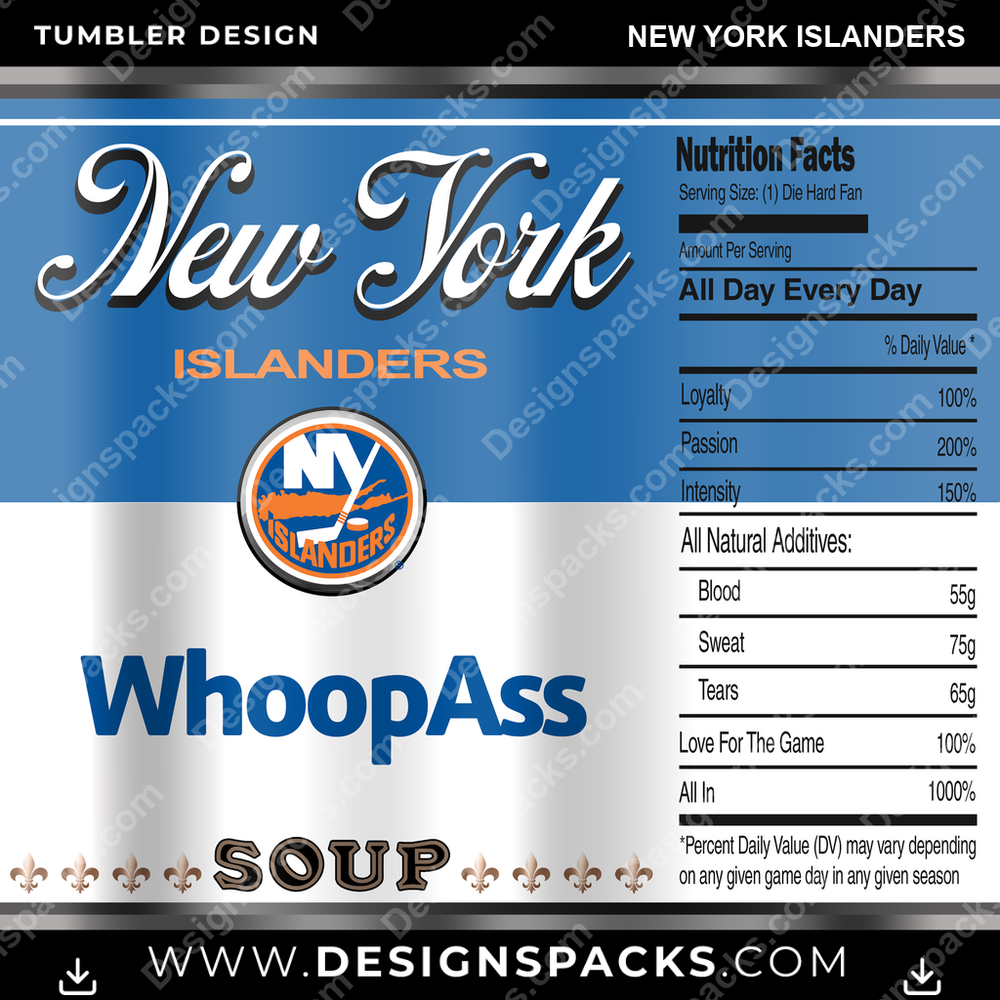 Ice Hockey Soup Can New York Islanders NHL Hockey Tumbler Digital Wrap Design Download