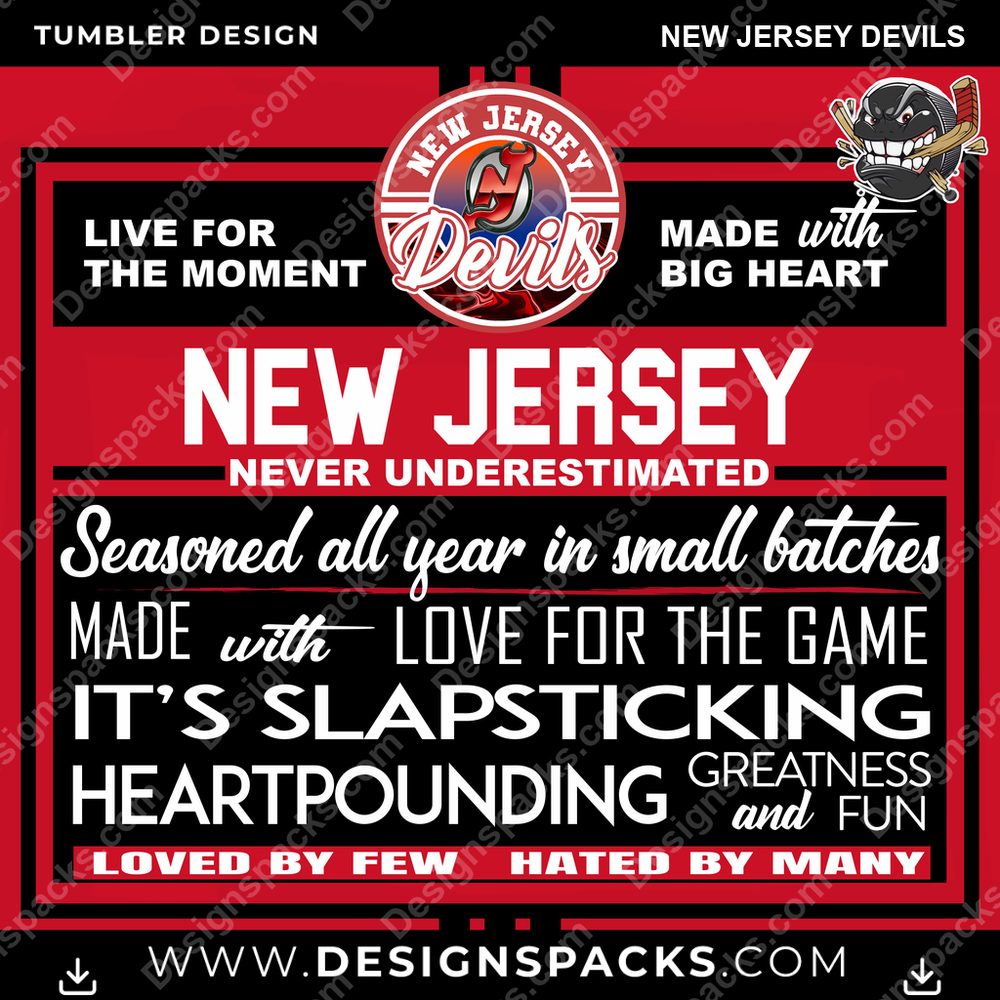 Ice Hockey Slapsticking New Jersey Devils Tumbler Digital Wrap Design
