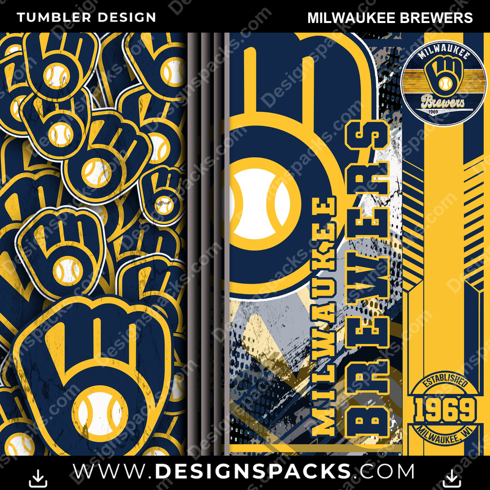 Baseball Sports Milwaukee Brewers Tumbler Digital Wrap Design