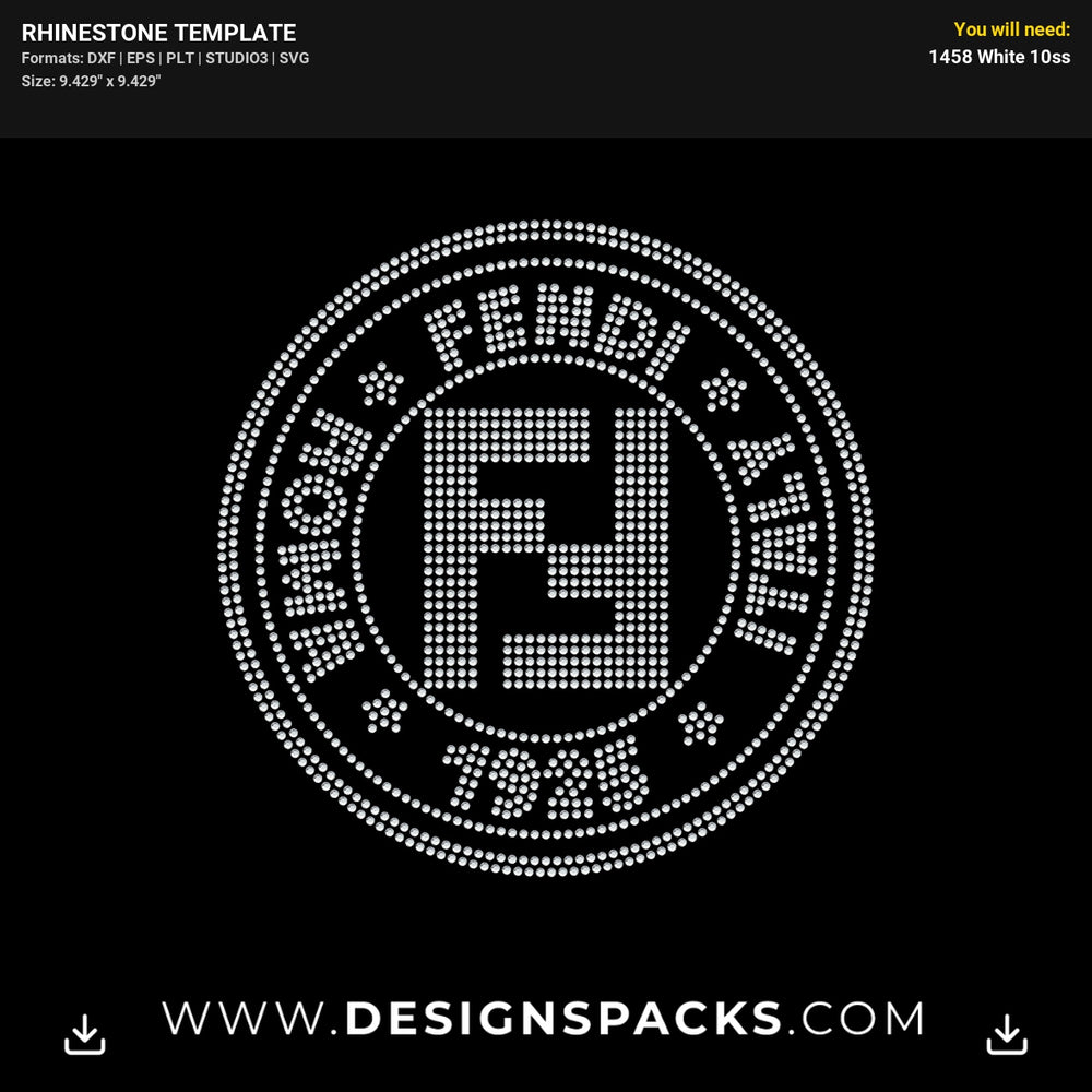 Fendi Roma Italy 1925 Rhinestone Digital Template