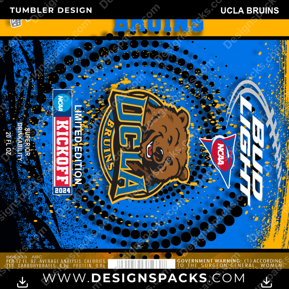 College Sport Bud UCLA Bruins Tumbler Digital Wrap Design