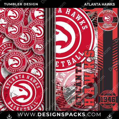 Basketball Sports Atlanta Hawks Tumbler Digital Wrap Design