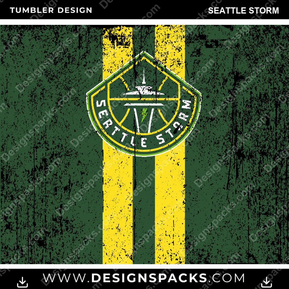 Basketball Grunge Style Seattle Storm Tumbler Digital Wrap Design