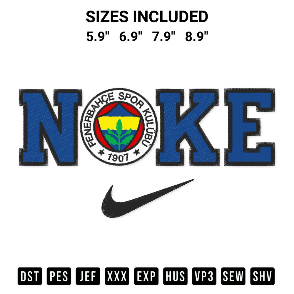 Add a unique touch to your apparel with the Fenerbahce X Nike Embroidery Design embroidery file. Premium instant download available now on Designspacks.com. Available sizes: 5.9", 6.9", 7.9", 8.9".