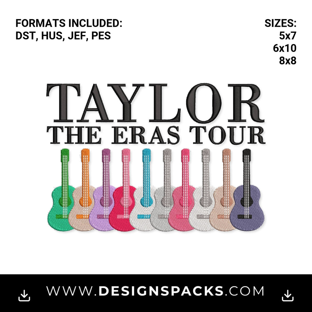 Taylor The Eras Tour Guitars Embroidery Design - Instant digital download pattern at Designspacks.com