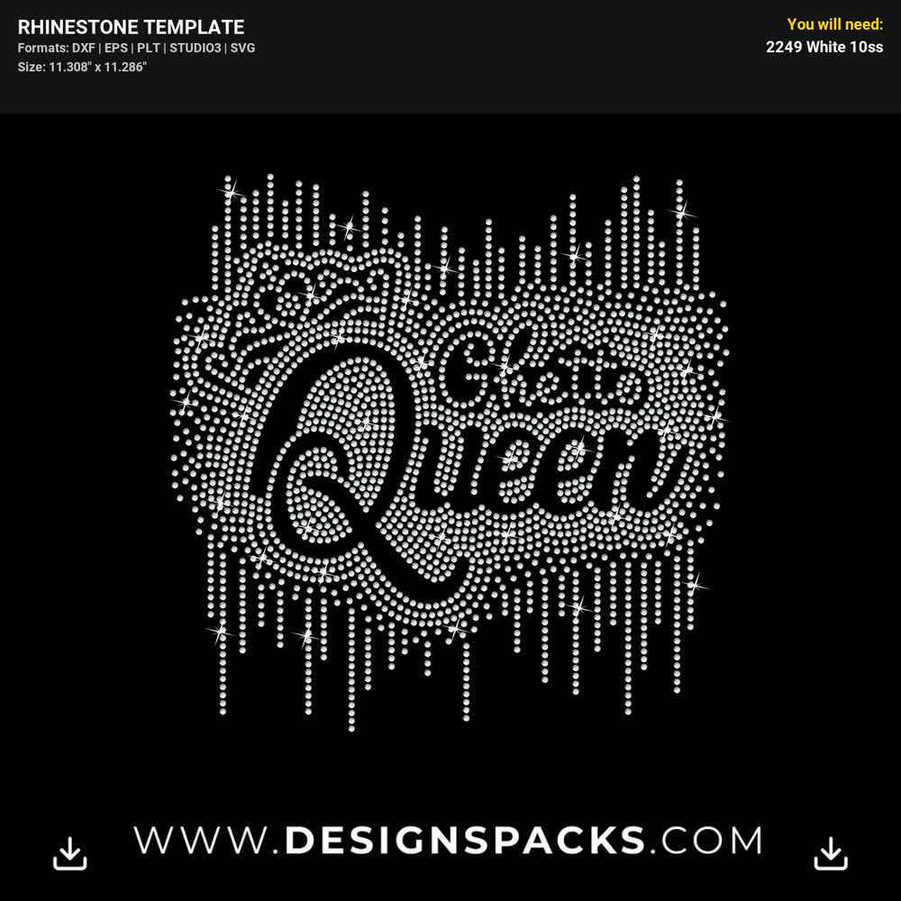 Ghetto Queen Shirt Design Rhinestone Digital Template