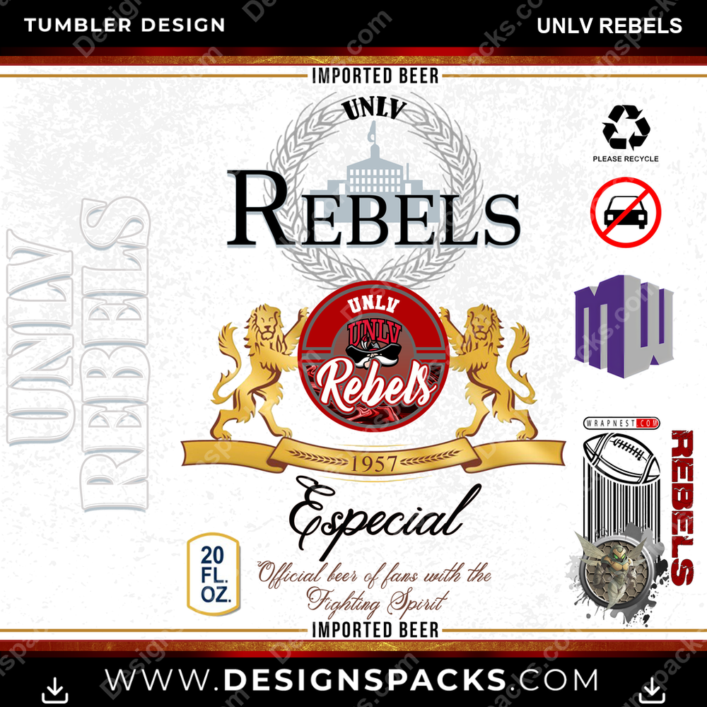 College Sport Modelo UNLV Rebels Tumbler Digital Wrap Design