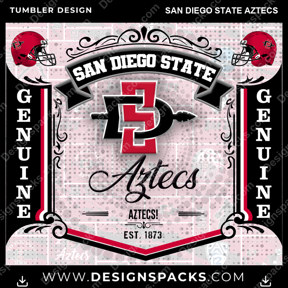 College Sport Bud San Diego State Aztecs NCAA College Sport Tumbler Digital Wrap Design Download