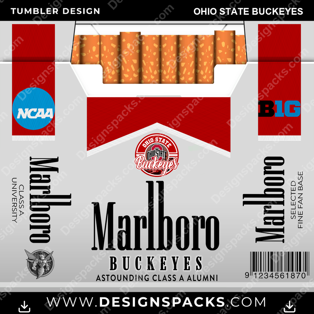 College Sport Marlboro Ohio State Buckeyes Tumbler Digital Wrap Design