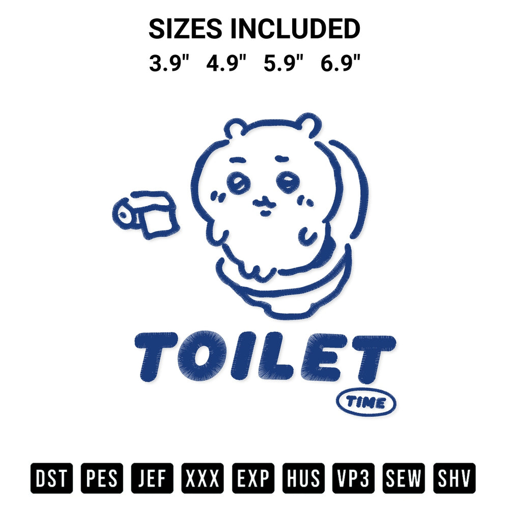 Get the Chiikawa Toilet Time Embroidery Design embroidery design for your custom crafts! Premium digitized files available for instant download at Designspacks.com. Available sizes: 3.9", 4.9", 5.9", 6.9".