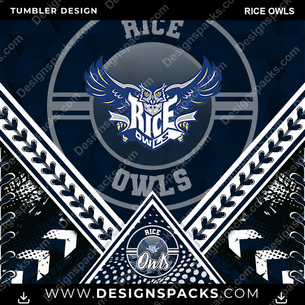 College Sport Diamond Rice Owls Tumbler Digital Wrap Design